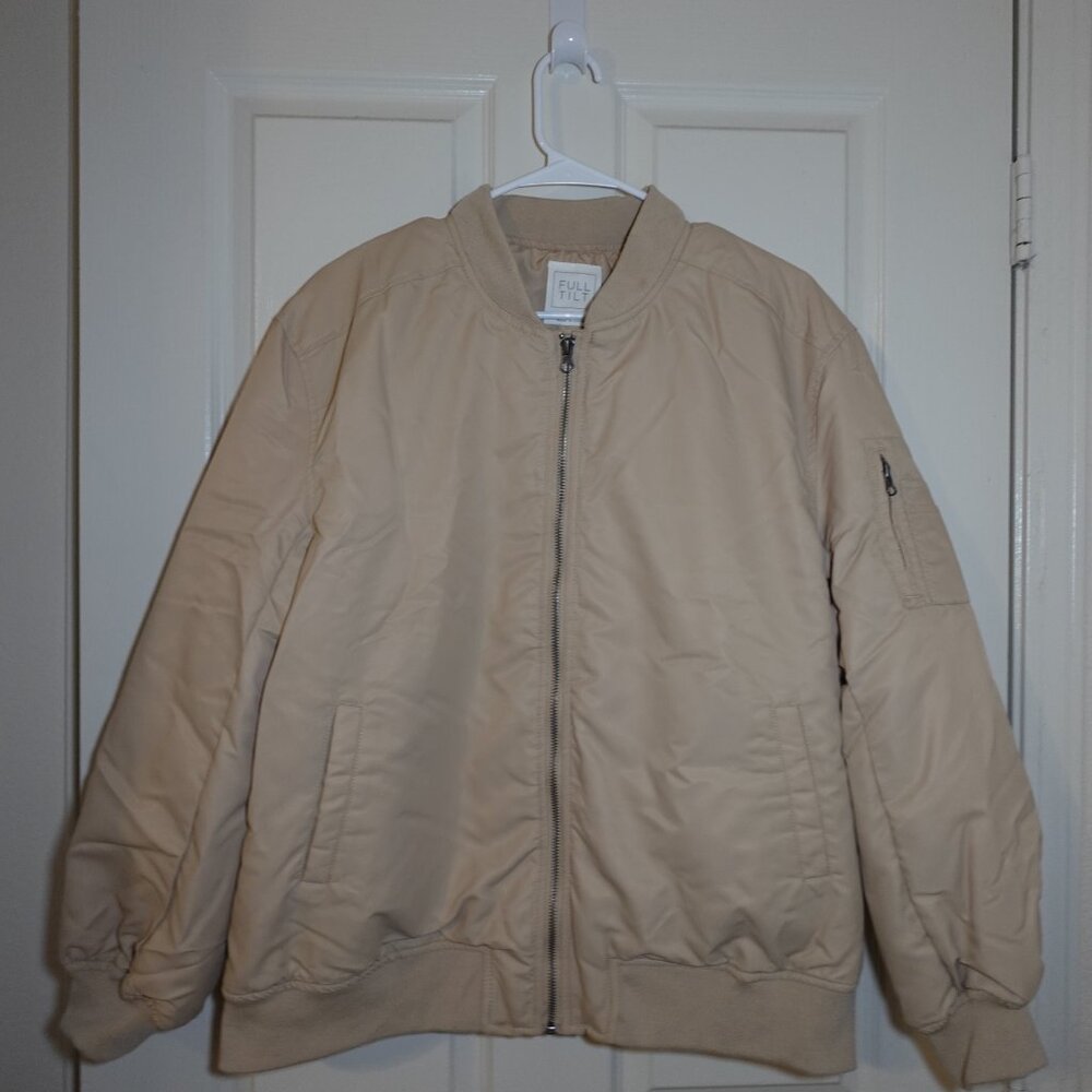 Full Tilt Beige Bomber Jacket | Women’s Size Medium - Picture 3 of 6